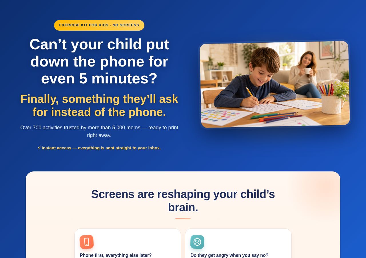 Brain Spark kids exercise kit product page